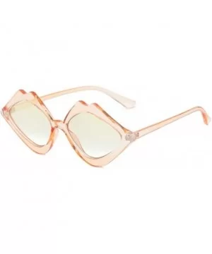 Fashion Lips Frame Oversized Plastic Lenses Sunglasses for Women UV400 - Pink Yellow - C718NI66XSO $7.45 Oversized