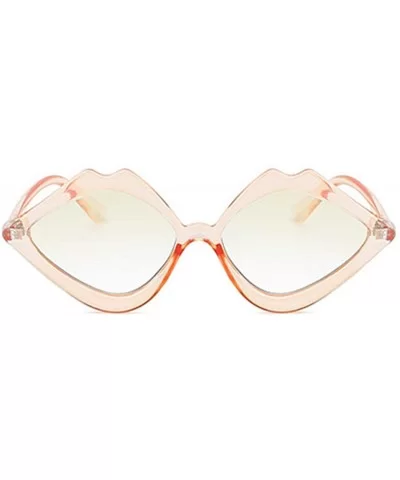 Fashion Lips Frame Oversized Plastic Lenses Sunglasses for Women UV400 - Pink Yellow - C718NI66XSO $7.45 Oversized