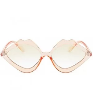 Fashion Lips Frame Oversized Plastic Lenses Sunglasses for Women UV400 - Pink Yellow - C718NI66XSO $7.45 Oversized