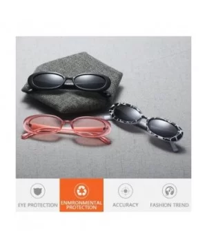 Women's Fashion UV400 Small Oval Sunglasses and Glasses Case for Women - Tea - CX18G7ZH47D $6.66 Wayfarer