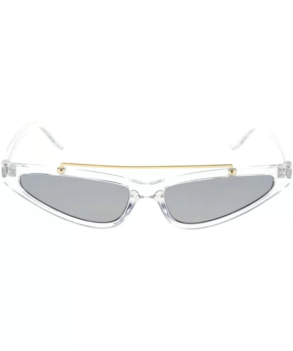 Womens Narrow Triangular Flat Top Metal Bridge Plastic Cateye Sunglasses - Clear Silver Mirror - C518R44GUR9 $5.86 Rectangular