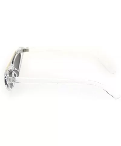 Womens Narrow Triangular Flat Top Metal Bridge Plastic Cateye Sunglasses - Clear Silver Mirror - C518R44GUR9 $5.86 Rectangular