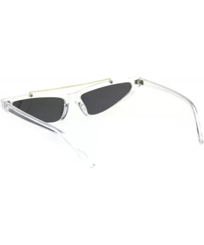 Womens Narrow Triangular Flat Top Metal Bridge Plastic Cateye Sunglasses - Clear Silver Mirror - C518R44GUR9 $5.86 Rectangular