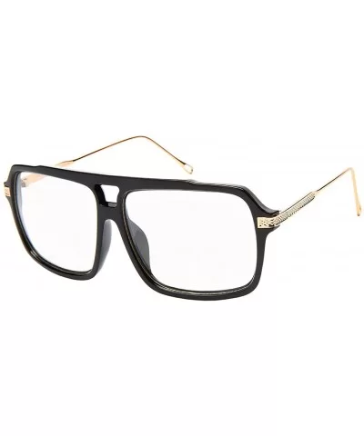 Men's Sleek Classic Square Sunnies w/Clear Flash Mirrored Lens 1303-CFM - Black - CM1836Y52W8 $5.99 Square