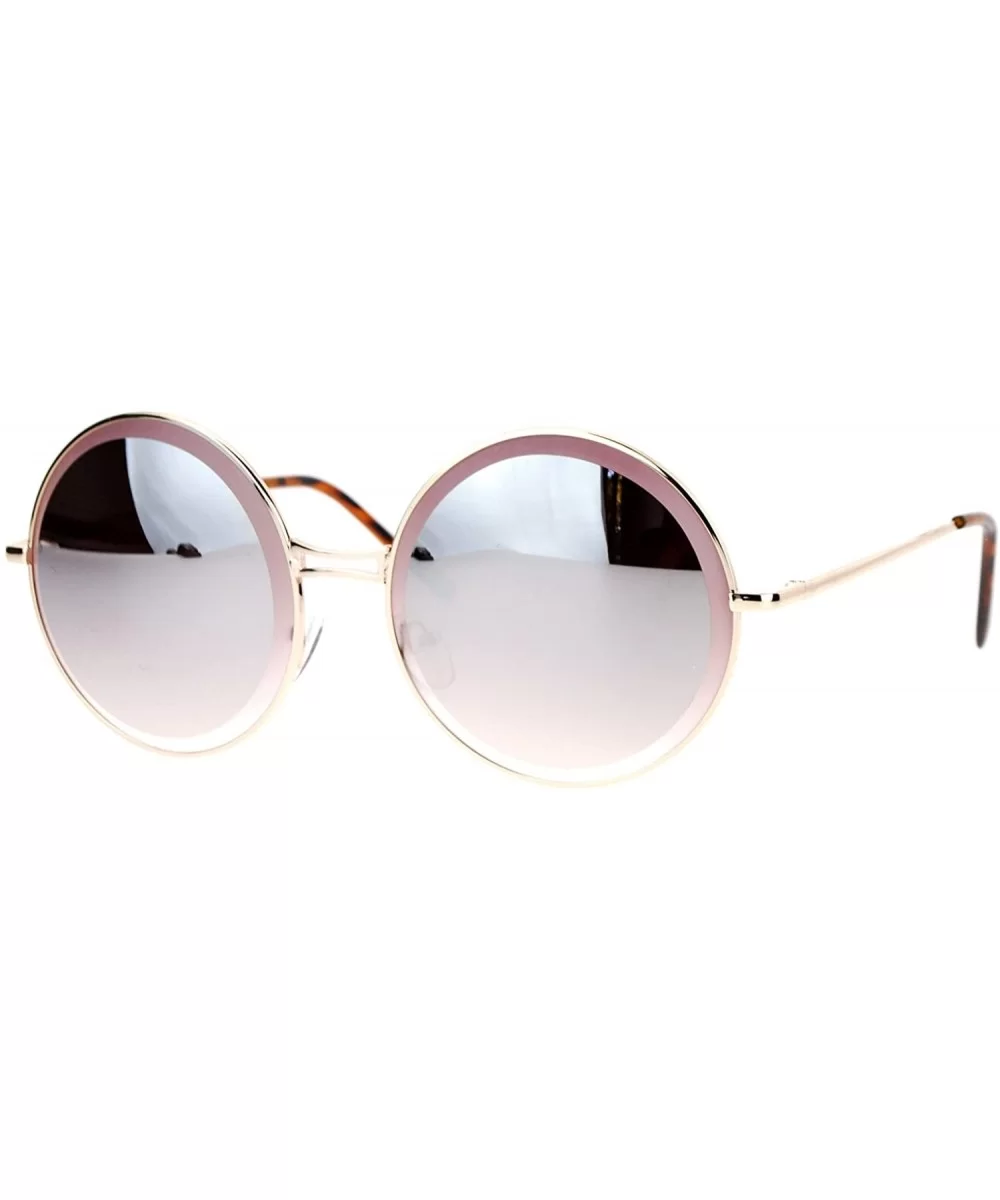 Designer Fashion Sunglasses Womens Round Circle Frame Beveled Lens - Gold (Brown Mirror) - CR1884XXDMA $6.58 Round