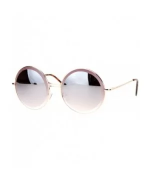 Designer Fashion Sunglasses Womens Round Circle Frame Beveled Lens - Gold (Brown Mirror) - CR1884XXDMA $6.58 Round