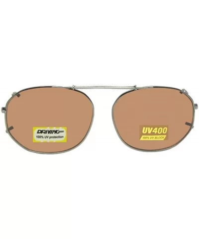 Round Square Non Polarized Driving Lens Clip-on - Pewter-non Polarized Amber Lens - CA189RKZKDC $13.42 Square