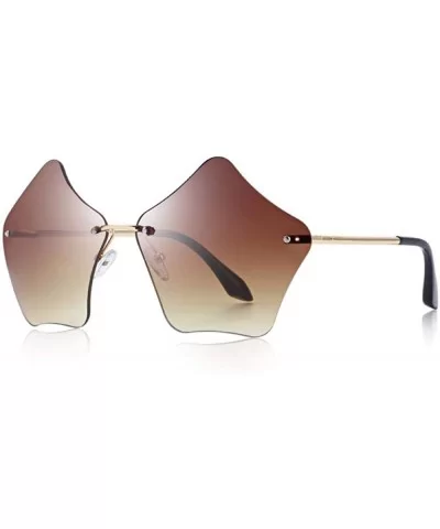 DESIGN Women Rimless Sunglasses Gradient Lens UV400 Protection S6173 C08 Brown - C08 Brown - CP18YQO79KQ $12.05 Aviator