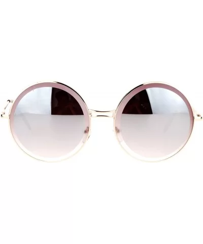 Designer Fashion Sunglasses Womens Round Circle Frame Beveled Lens - Gold (Brown Mirror) - CR1884XXDMA $6.58 Round