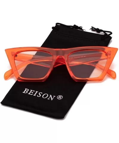 Mens Womens Square Mod Fashion Sunglasses Tinted Lens - Orange Frame / Light Orange Lens - CP186G5Z8L9 $7.53 Square