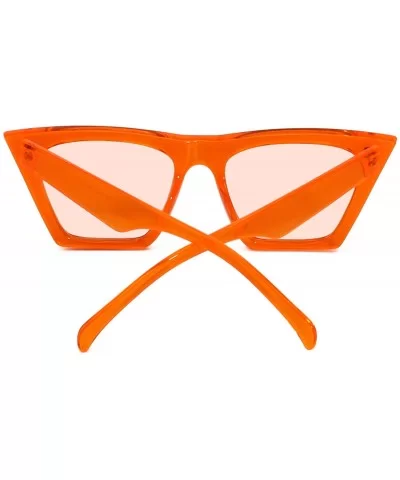 Mens Womens Square Mod Fashion Sunglasses Tinted Lens - Orange Frame / Light Orange Lens - CP186G5Z8L9 $7.53 Square