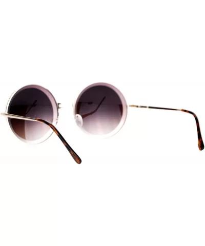 Designer Fashion Sunglasses Womens Round Circle Frame Beveled Lens - Gold (Brown Mirror) - CR1884XXDMA $6.58 Round