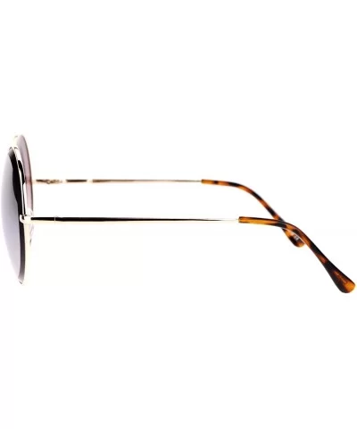 Designer Fashion Sunglasses Womens Round Circle Frame Beveled Lens - Gold (Brown Mirror) - CR1884XXDMA $6.58 Round