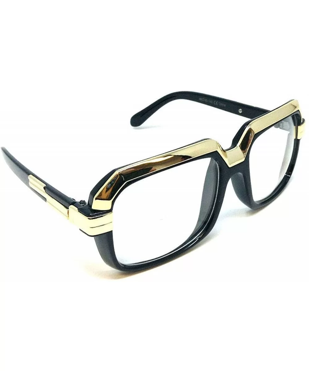 Gazelle Deluxe Square Luxury Hip Hop Sunglasses - Black & Gold Metallic Frame - CV18Z6Q5RGU $10.65 Square