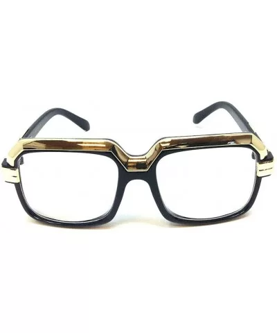 Gazelle Deluxe Square Luxury Hip Hop Sunglasses - Black & Gold Metallic Frame - CV18Z6Q5RGU $10.65 Square