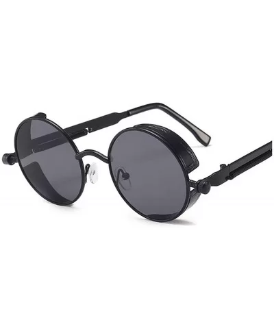 Classic Gothic Steampunk Sunglasses Women Vintage Round Metal Frame Sun Glasses UV400 - Black Gray - CJ19858GXOK $23.62 Round