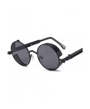 Classic Gothic Steampunk Sunglasses Women Vintage Round Metal Frame Sun Glasses UV400 - Black Gray - CJ19858GXOK $23.62 Round