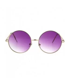 Round Circle Lens Hippie Metal Rim Gradient Sunglasses - Gold Purple - CW18H6R5HIL $7.79 Round