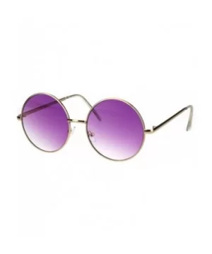 Round Circle Lens Hippie Metal Rim Gradient Sunglasses - Gold Purple - CW18H6R5HIL $7.79 Round