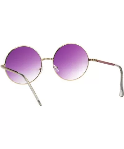 Round Circle Lens Hippie Metal Rim Gradient Sunglasses - Gold Purple - CW18H6R5HIL $7.79 Round