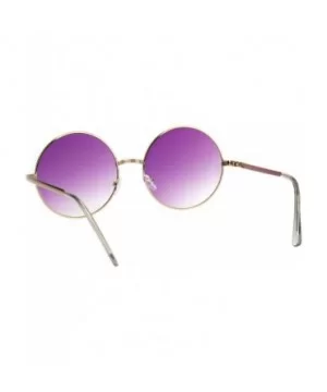 Round Circle Lens Hippie Metal Rim Gradient Sunglasses - Gold Purple - CW18H6R5HIL $7.79 Round