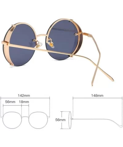 Steampunk Sunglasses Vintage Round Glasses Punk Gradient Goggle Shades Men UV400 - Grey Gradient - CU18WTAW665 $28.53 Round