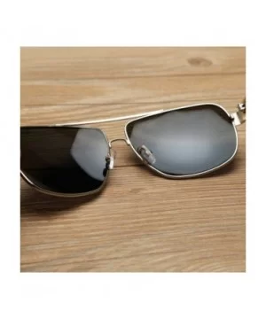 Wooden Bamboo Aviator Sunglasses Temples Classic Retro Metal Frame 62mm - Silver/Green - CE12JRYXDGT $13.38 Aviator