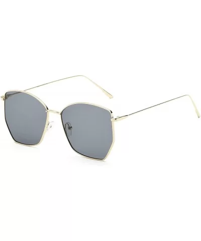 Women Metal Square Geometric Cat Eye Oversized Fashion Sunglasses - Grey - C318IOG2Z7U $5.26 Cat Eye