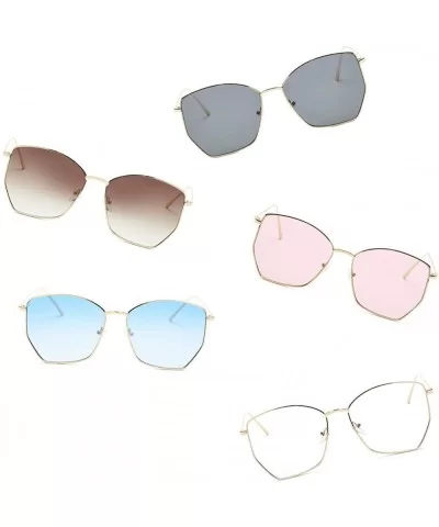 Women Metal Square Geometric Cat Eye Oversized Fashion Sunglasses - Grey - C318IOG2Z7U $5.26 Cat Eye