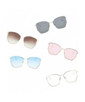 Women Metal Square Geometric Cat Eye Oversized Fashion Sunglasses - Grey - C318IOG2Z7U $5.26 Cat Eye