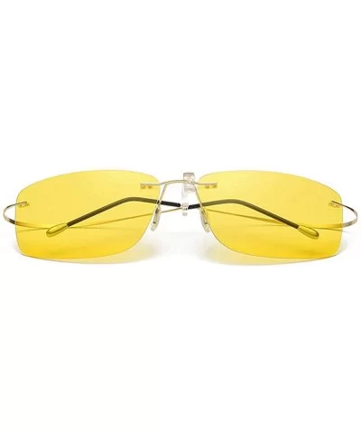 Titanium Rimless HD Night Vision Sunglasses For Men Women - Gold - CF180Z4H9SE $17.75 Goggle