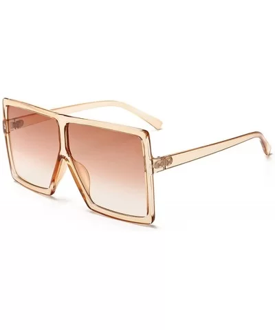 Oversized Square Sunglasses for Women Men Flat Top Shades Sunglasses - Transparency-brown - CT18GNRHXEK $9.80 Square