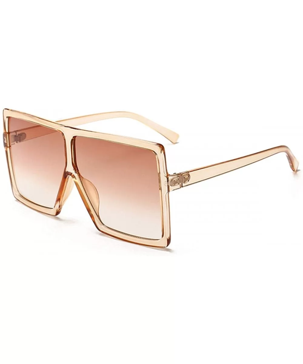 Oversized Square Sunglasses for Women Men Flat Top Shades Sunglasses - Transparency-brown - CT18GNRHXEK $9.80 Square