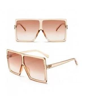 Oversized Square Sunglasses for Women Men Flat Top Shades Sunglasses - Transparency-brown - CT18GNRHXEK $9.80 Square