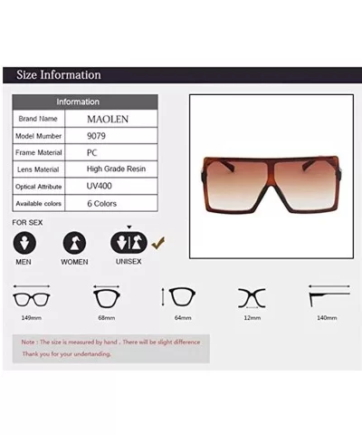 Oversized Square Sunglasses for Women Men Flat Top Shades Sunglasses - Transparency-brown - CT18GNRHXEK $9.80 Square