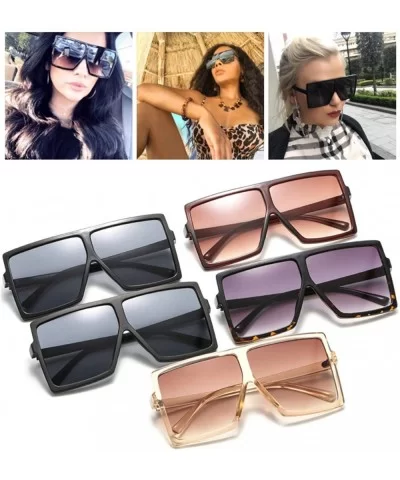 Oversized Square Sunglasses for Women Men Flat Top Shades Sunglasses - Transparency-brown - CT18GNRHXEK $9.80 Square