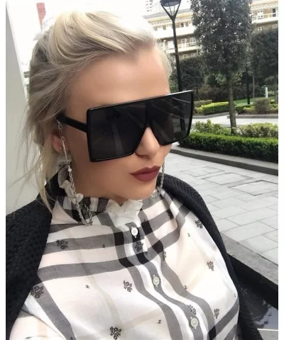 Oversized Square Sunglasses for Women Men Flat Top Shades Sunglasses - Transparency-brown - CT18GNRHXEK $9.80 Square