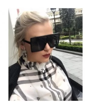 Oversized Square Sunglasses for Women Men Flat Top Shades Sunglasses - Transparency-brown - CT18GNRHXEK $9.80 Square