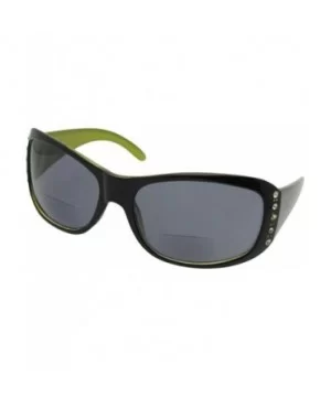 Womens Bifocal Sunglasses With Rhinestones B21 - Black/Lime Yellow Frame Gray Lenses - CP18KNG5ZKQ $12.80 Oval