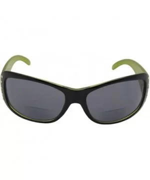 Womens Bifocal Sunglasses With Rhinestones B21 - Black/Lime Yellow Frame Gray Lenses - CP18KNG5ZKQ $12.80 Oval