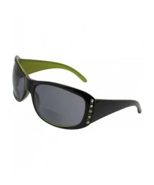 Womens Bifocal Sunglasses With Rhinestones B21 - Black/Lime Yellow Frame Gray Lenses - CP18KNG5ZKQ $12.80 Oval