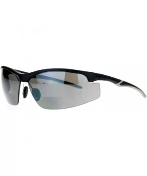 Mens All Black Bifocal Lens Sport Baseball Half Rim Sunglasses - Black - CT122XEPQ1Z $9.59 Sport