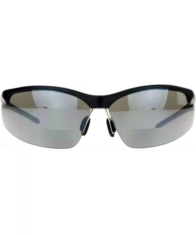 Mens All Black Bifocal Lens Sport Baseball Half Rim Sunglasses - Black - CT122XEPQ1Z $9.59 Sport