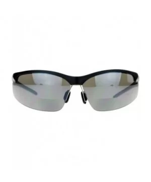 Mens All Black Bifocal Lens Sport Baseball Half Rim Sunglasses - Black - CT122XEPQ1Z $9.59 Sport