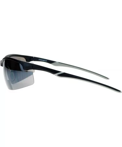 Mens All Black Bifocal Lens Sport Baseball Half Rim Sunglasses - Black - CT122XEPQ1Z $9.59 Sport