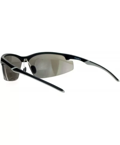 Mens All Black Bifocal Lens Sport Baseball Half Rim Sunglasses - Black - CT122XEPQ1Z $9.59 Sport