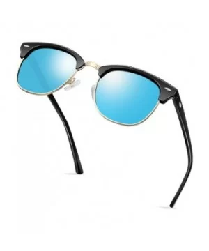 Semi Rimless Polarized Sunglasses for Women Men- Unisex Sunglasses with Half Frame - Blue Mirrored Lens - CR18OUMEA0O $11.05 ...