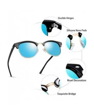 Semi Rimless Polarized Sunglasses for Women Men- Unisex Sunglasses with Half Frame - Blue Mirrored Lens - CR18OUMEA0O $11.05 ...