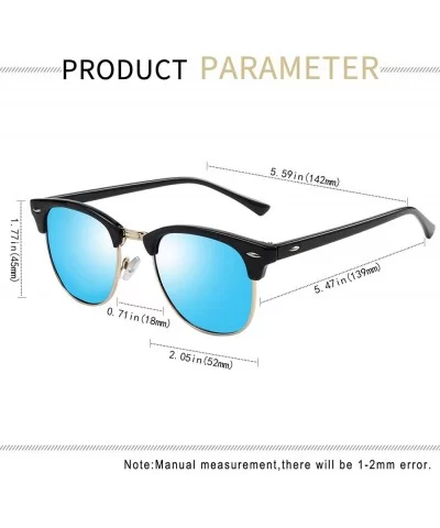 Semi Rimless Polarized Sunglasses for Women Men- Unisex Sunglasses with Half Frame - Blue Mirrored Lens - CR18OUMEA0O $11.05 ...