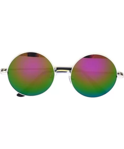 Round Retro Vintage Circle Style Sunglasses Colored Metal Frame Small frame 43 mm and 55 mm - CQ184XL8KHZ $7.70 Round